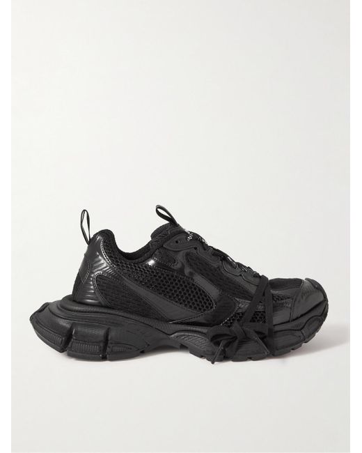 Balenciaga Black 3xl Distressed Mesh And Rubber Sneakers for men