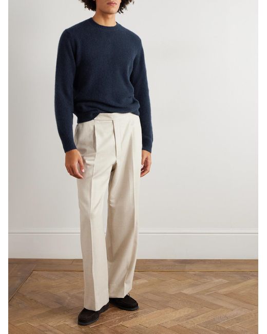 Brushed Cashmere-Blend Sweater di Thom Sweeney in Blue da Uomo