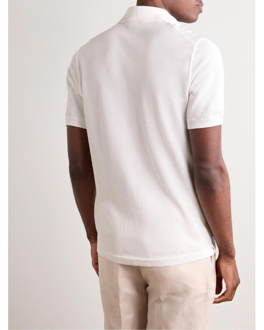 Zegna Natural Slim-Fit Cotton-Piqué Polo Shirt for men