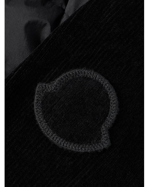 Cardigan in ciniglia di misto cotone a coste e shell trapuntato e imbottito con zip di Moncler in Black da Uomo