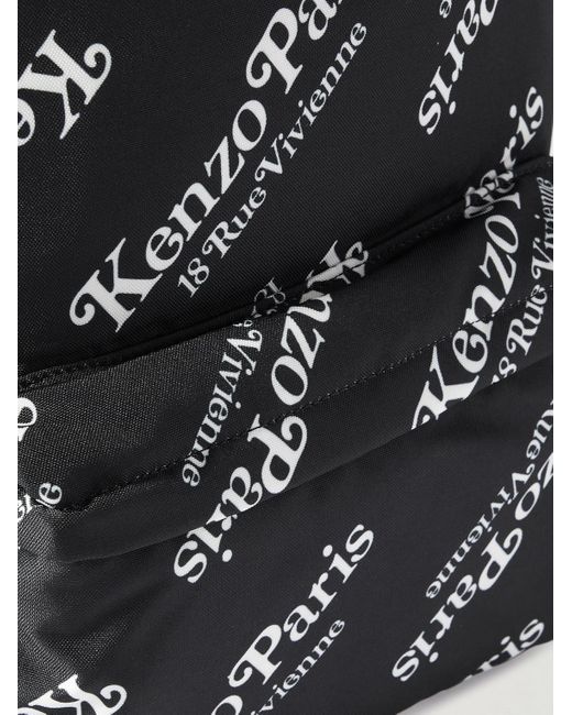 KENZO Black Logo-print Canvas Backpack for men