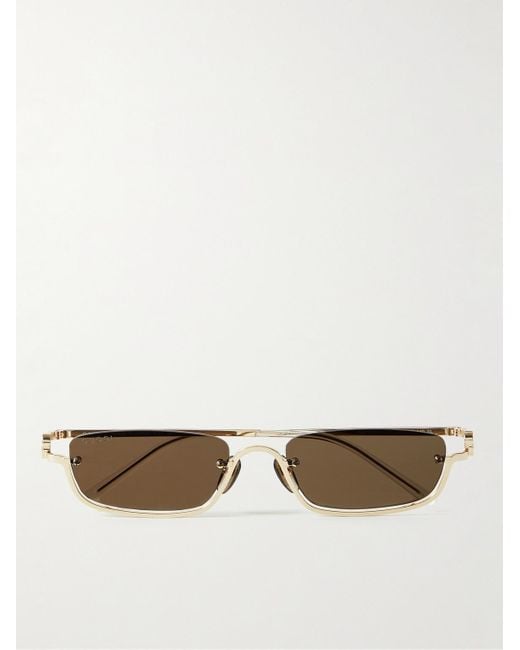 Gucci White Square-frame Gold-tone Sunglasses for men