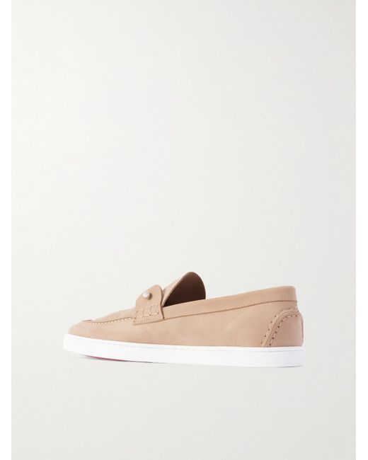 Christian Louboutin White Chambeliboat Nubuck Loafers for men