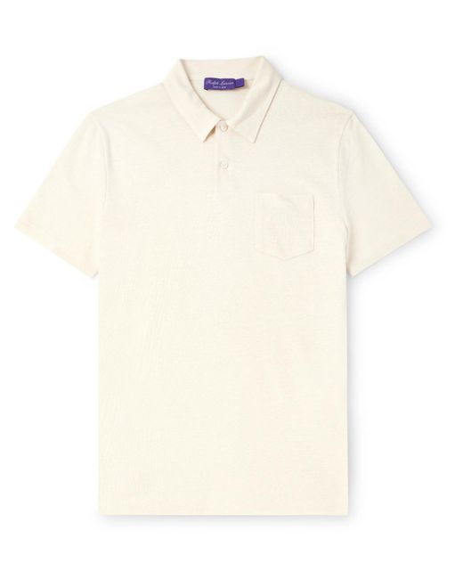Ralph Lauren Purple Label White Linen And Cotton-blend Piqué Polo Shirt for men