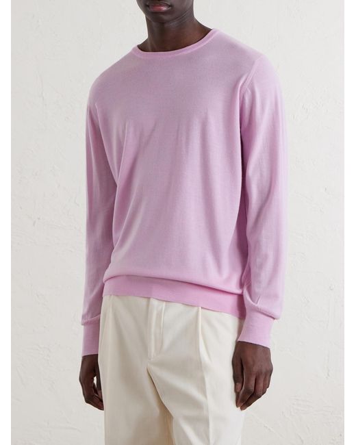 William Lockie Pink Merino Wool Sweater for men