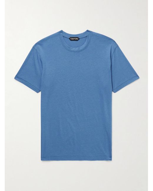 Tom Ford Blue Slim-fit Lyocell And Cotton-blend Jersey T-shirt for men