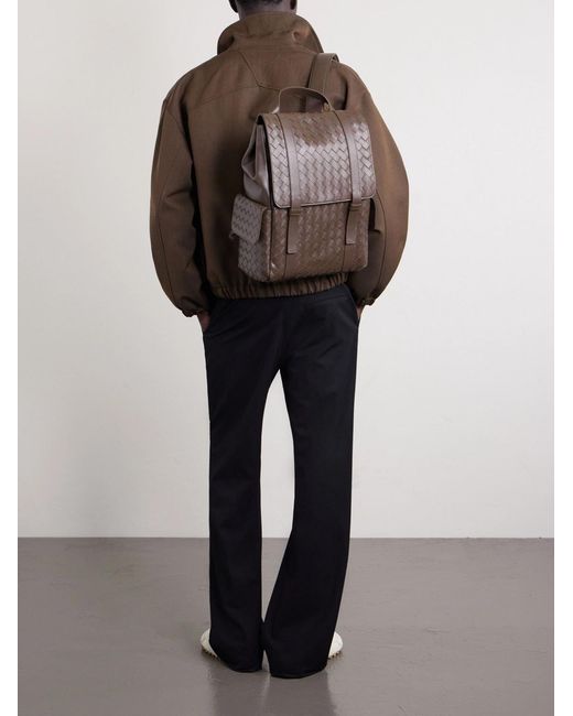 Bottega Veneta Brown Intrecciato Leather Backpack for men