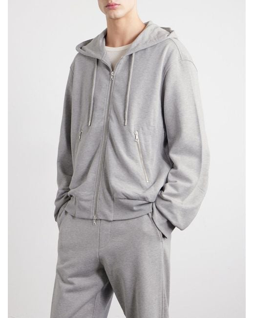 Dries Van Noten Gray Cotton-Jersey Zip-Up Hoodie for men