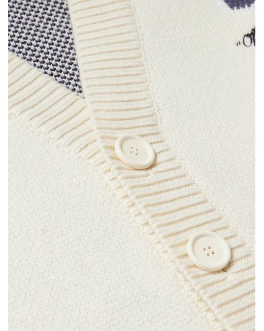 Off-White c/o Virgil Abloh Natural Varsity Embroidered Jacquard-knit Wool-blend Cardigan for men