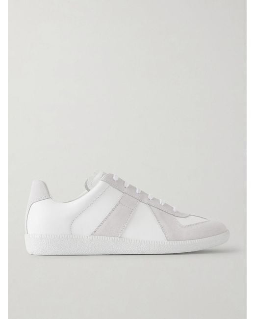 Maison Margiela White Replica Leather And Suede Sneakers for men