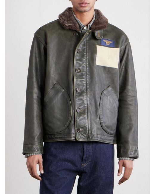 RRL Gray Leather Jacket for men