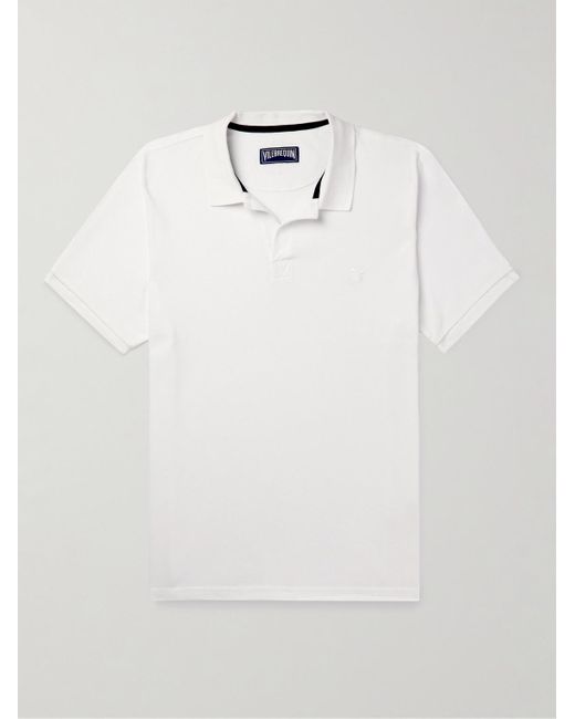 Vilebrequin White Logo-embroidered Cotton-piqué Polo Shirt for men