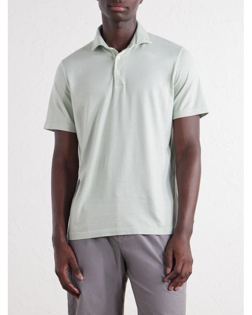 Fedeli White Cotton-Jersey Polo Shirt for men