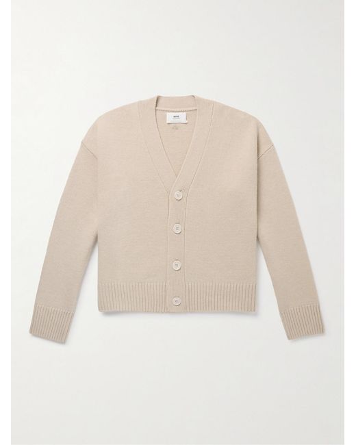 AMI Natural Wool And Cashmere-Blend Cardigan for men
