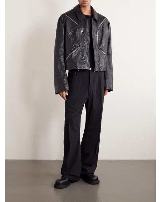 Rick Owens Black Temple Heizer Mac Textured-Leather Jacket for men