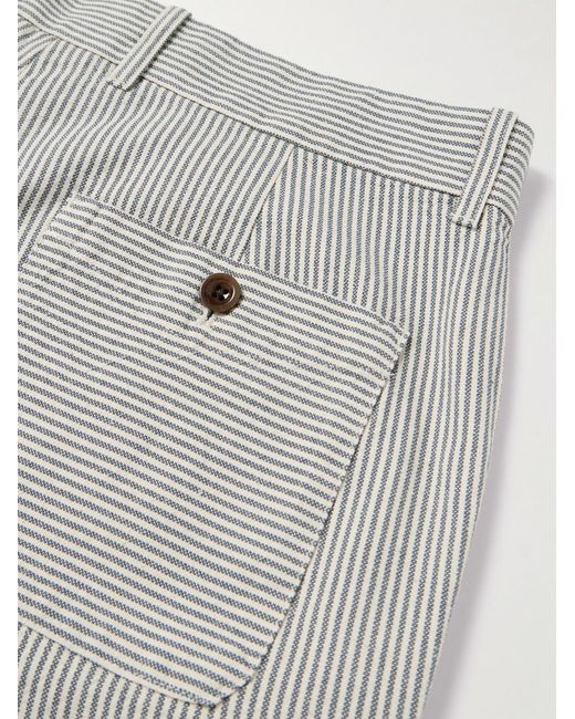 Mr P. Gray Slim-Fit Straight-Leg Striped Cotton Bermuda Shorts for men