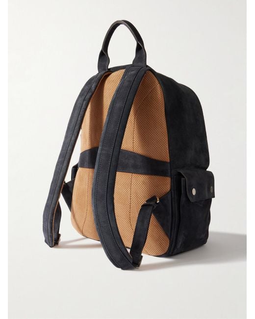 Brunello Cucinelli Black Suede Backpack for men