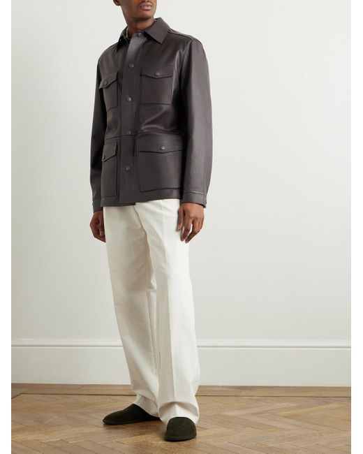 Canali Hemdjacke aus Leder in Black für Herren