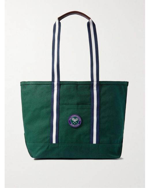 Polo Ralph Lauren Green Wimbledon Logo-embroidered Striped Canvas Tote Bag for men