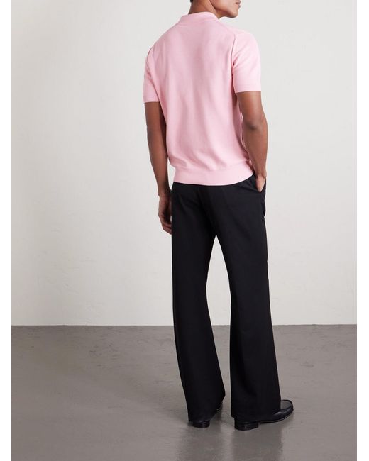 Tom Ford Pink Silk And Cotton-Blend Piqué Polo Shirt for men