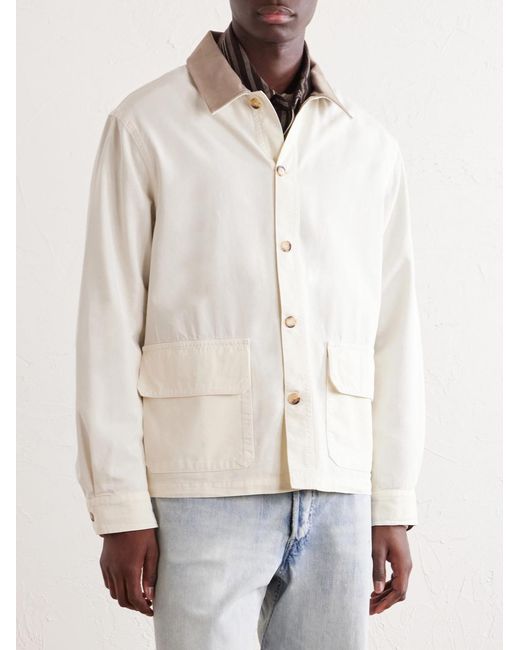 FRAME White Suede-Trimmed Cotton-Blend Jacket for men