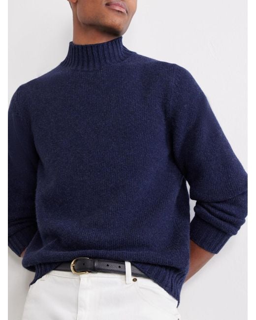Fedeli Blue Onda Wool And Cashmere-Blend Sweater for men