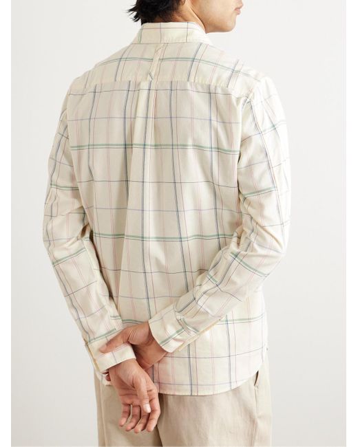 Mr P. Natural Checked Organic Cotton-twill Shirt for men