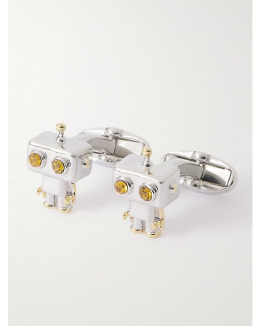 Paul Smith Natural Robot Silver-tone Crystal Cufflinks for men