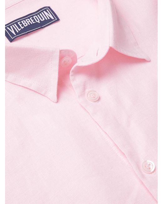 Vilebrequin Pink Caroubis Linen Shirt for men