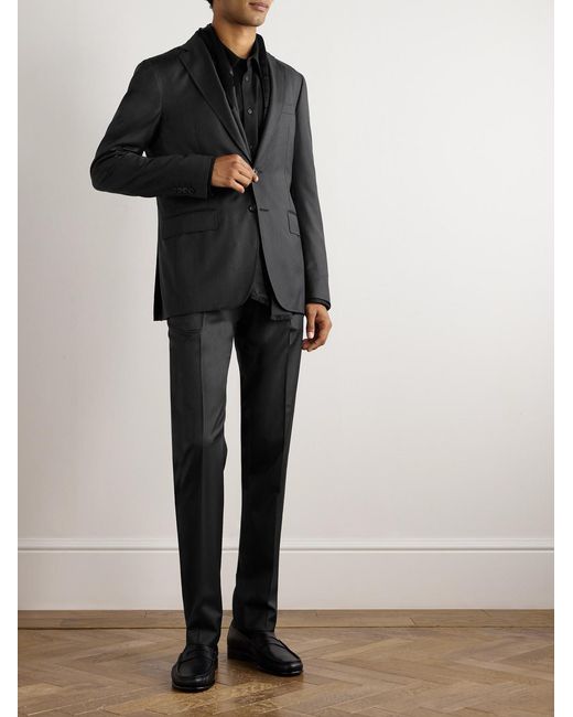 Canali Gray Slim-fit Straight-leg Super 150s Wool-twill Suit Trousers for men
