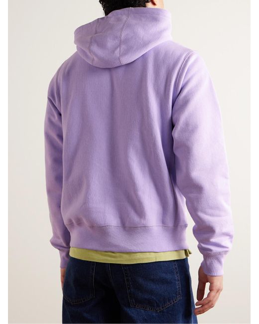 Noah NYC Purple Logo-embroidered Cotton-jersey Hoodie for men