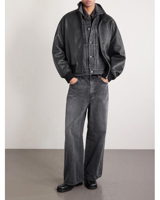 Sacai Gray Beyondexx Wide-leg Belted Distressed Jeans for men