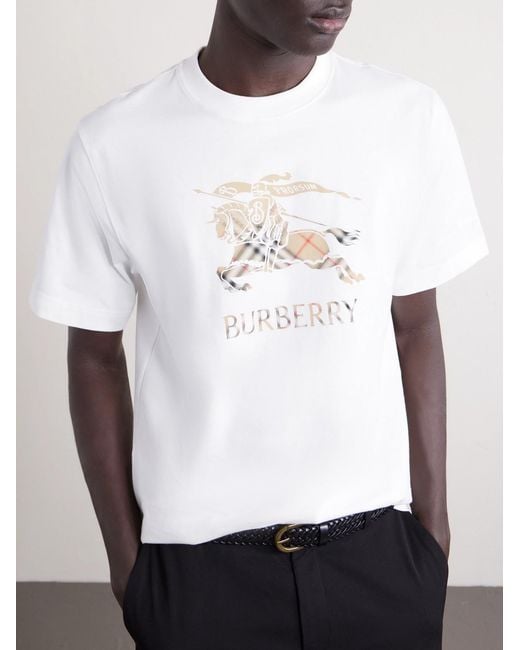Burberry White Logo-Print Cotton-Jersey T-Shirt for men
