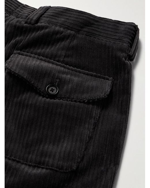 Oliver Spencer Black Orsman Wide-Leg Cotton-Blend Corduroy Trousers for men