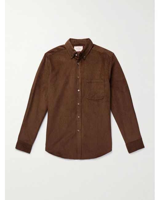 Portuguese Flannel Brown Lobo 2.0 Button-down Collar Cotton-corduroy Shirt for men