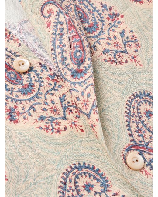 Valentino Garavani Gray Voyage Imaginaire Camp-Collar Tasseled Paisley-Print Linen Shirt for men