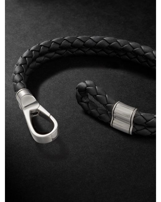 Braided Leather And Sterling Bracelet di John Hardy in Black da Uomo
