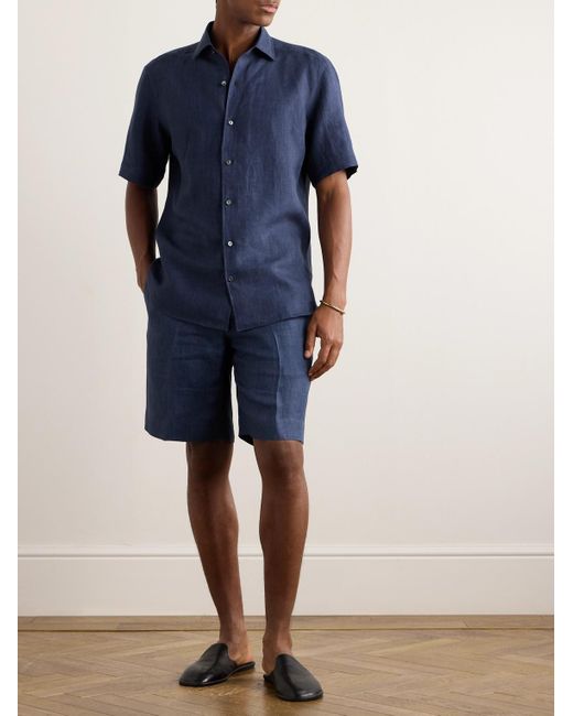 Zegna Blue Oasi Lino Shirt for men