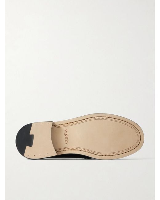 VINNY'S Black Yardee Lizard-effect Leather Penny Loafers for men