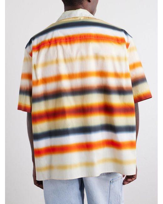 Loewe Multicolor Paula's Ibiza Convertible-Collar Logo-Embroidered Striped Cotton-Poplin Shirt for men
