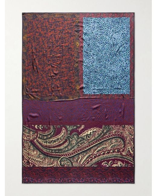 Dries Van Noten Blue Flora Satin Scarf for men