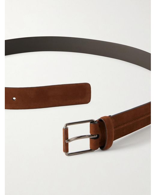 Zegna Brown 3cm Nubuck Belt for men