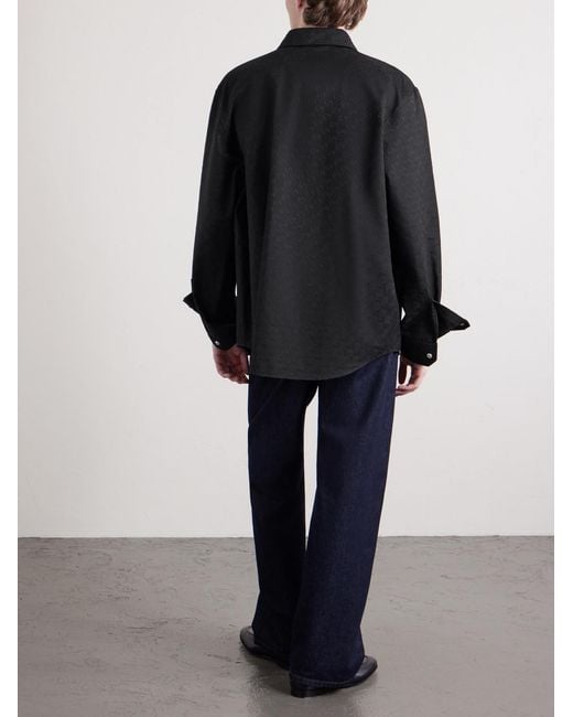 Monogrammed Cotton-Blend Jacquard Shirt di Gucci in Blue da Uomo