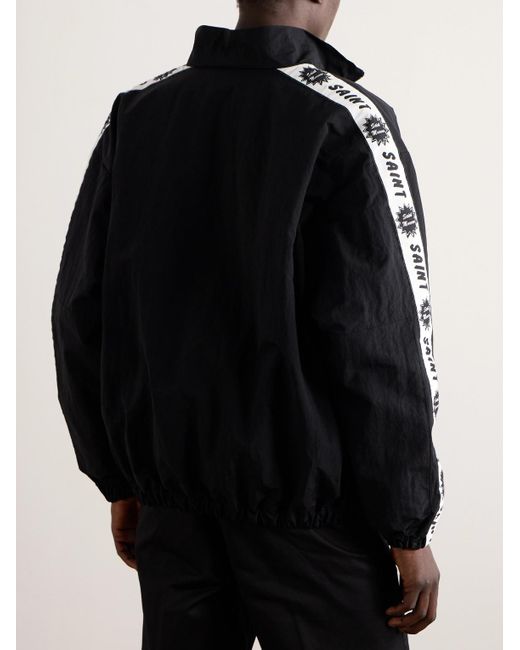 SAINT Mxxxxxx Black Appliquéd Logo-embroidered Shell Jacket for men
