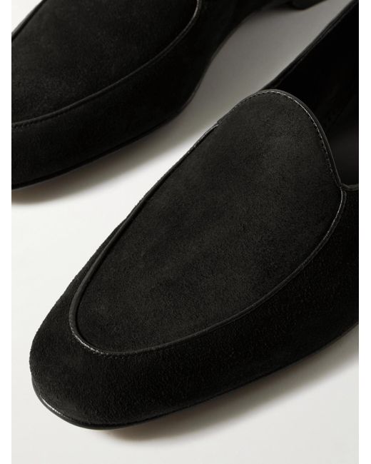 Manolo Blahnik Modena Loafers aus Veloursleder mit Lederbesatz in Black für Herren