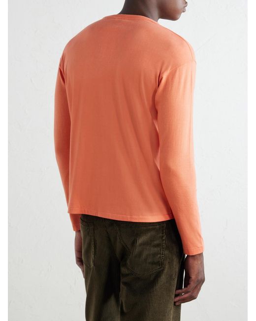 Auralee Orange Cotton-Jersey T-Shirt for men