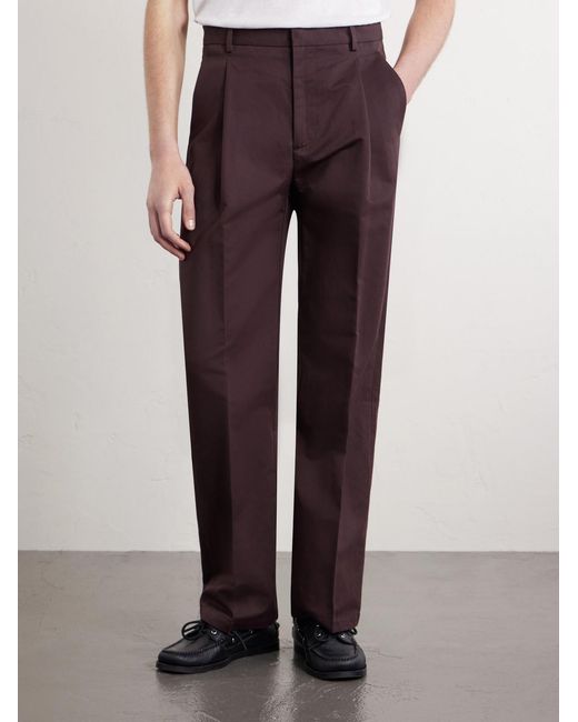 Altea Purple Orval Straight-Leg Cotton And Linen-Blend Gabardine Trousers for men
