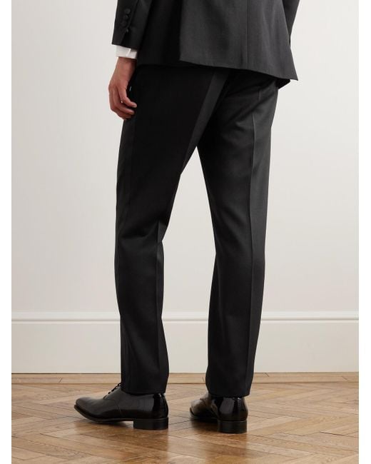 Favourbrook Black Hampton Slim-fit Grosgrain-trimmed Wool-twill Tuxedo Trousers for men