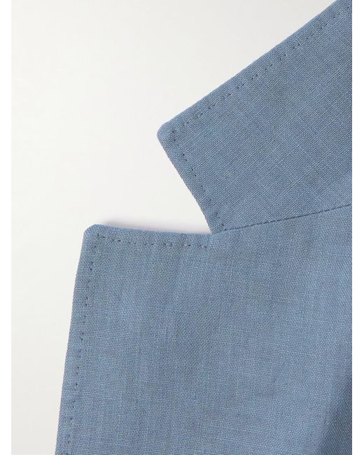 Brunello Cucinelli Blue Linen Suit Jacket for men
