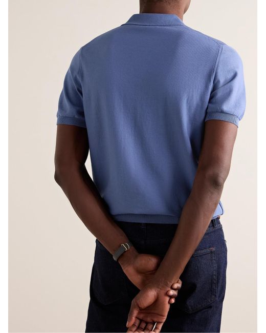 Canali Blue Cotton-piqué Polo Shirt for men